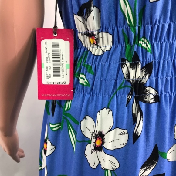 Vince Camuto Blue Floral Midi Dress Size 8 NWT - Picture 4 of 8